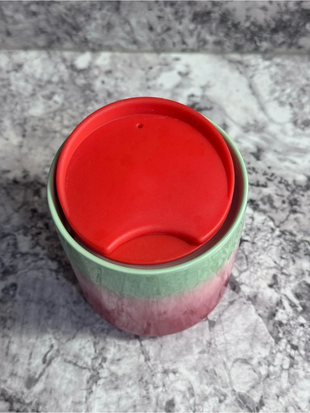 Starbucks Green Pink Red Ombre 8oz Ceramic Travel Mug